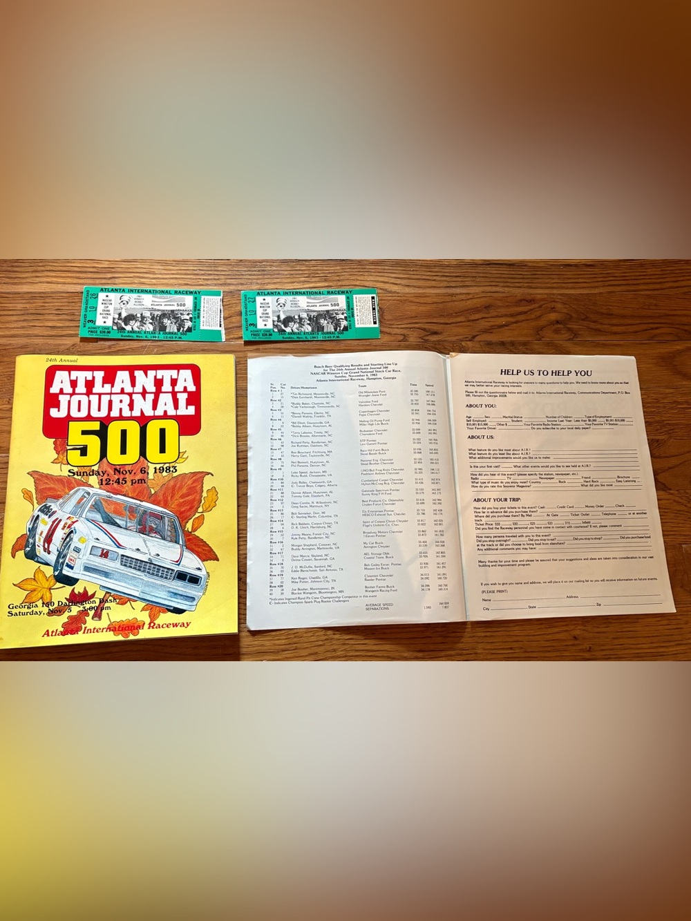 Atlanta International Raceway NASCAR Auto Race Program 11/6/1983, etc